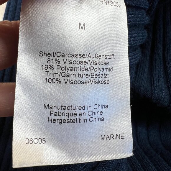 Long Tall Sally Womens Ribbed Navy Cardigan Sweater Button Front Size Medium - Picture 9 of 11